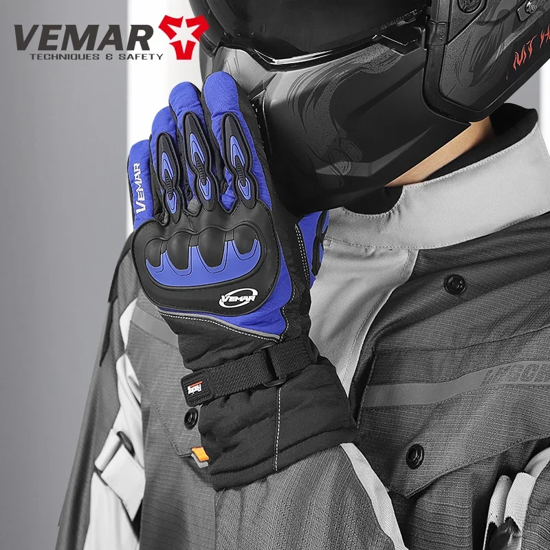 Vemar nueva motocicleta Guantes gruesos cálidos de invierno deporte al aire libre Guantes de esquí bicicleta Scooter montar motociclista 100% Guantes impermeables