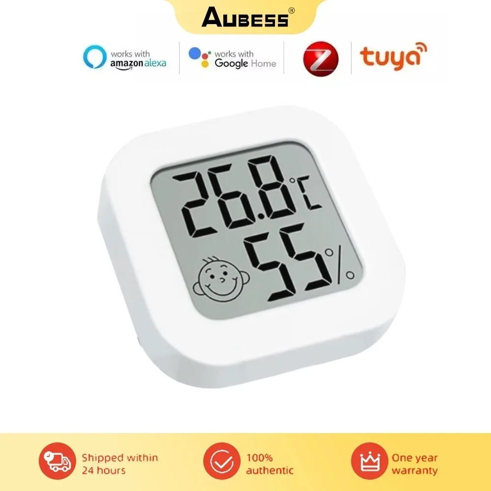 Tuya Mini Zigbee 3.0 Humidity Temperature Sensor With LCD Digital Display Thermometer Smart Home Voice Control Alexa Google Home