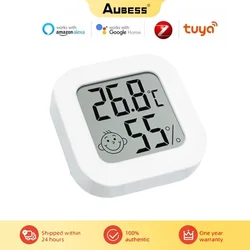 Tuya Mini Zigbee 3.0 Humidity Temperature Sensor With LCD Digital Display Thermometer Smart Home Voice Control Alexa Google Home