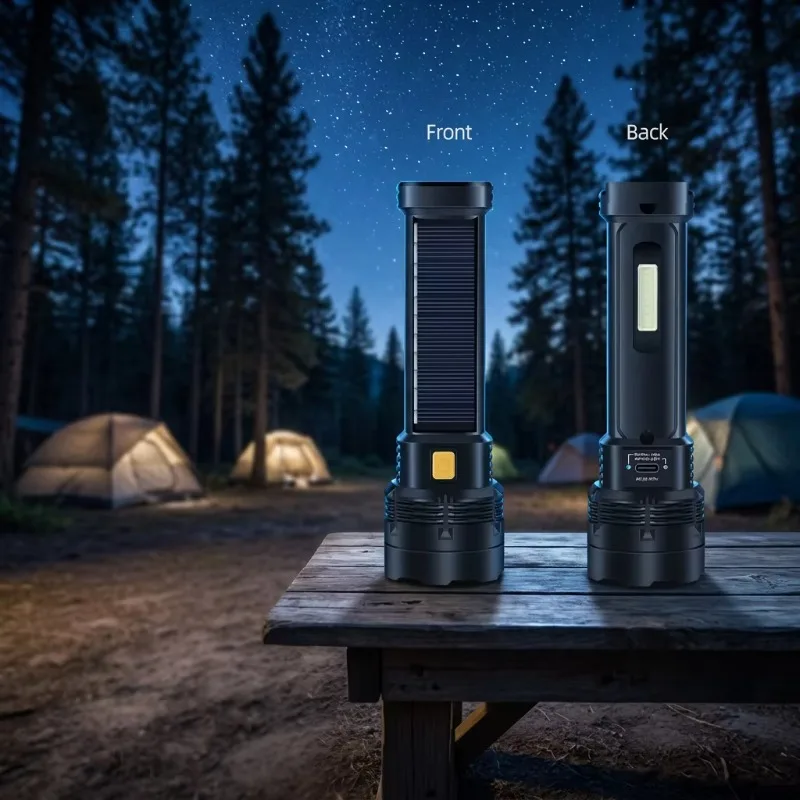 Rechargeable Portable Handheld LED Flashlight Bright Waterproof USB Camping Light Suitable for Outdoor Family Emergency Hikes