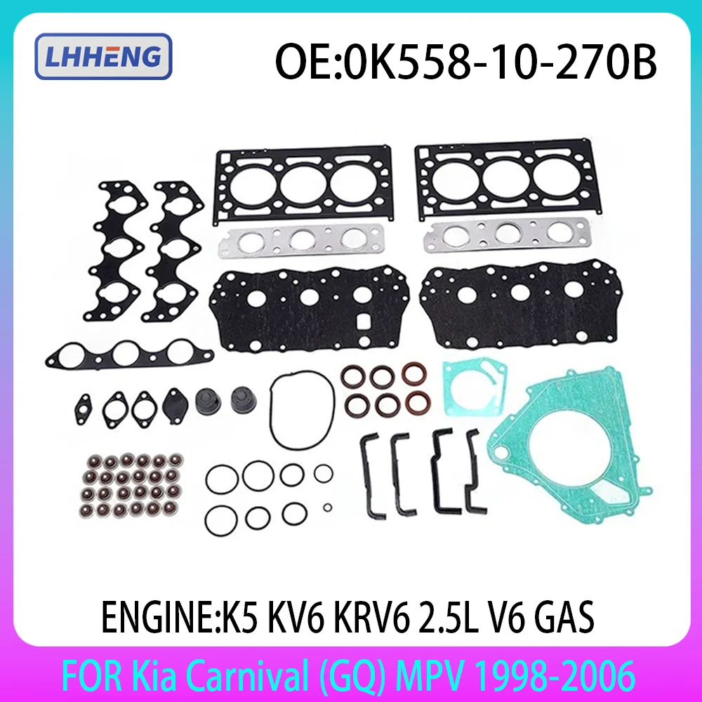 

Engine Full Gasket Set Kit for K5 KV6 KRV6 Kia Carnival V6 GAS 2.5L 2497CC 2.5 L T MPV 0K558-10-270B 50240600 1998-2006