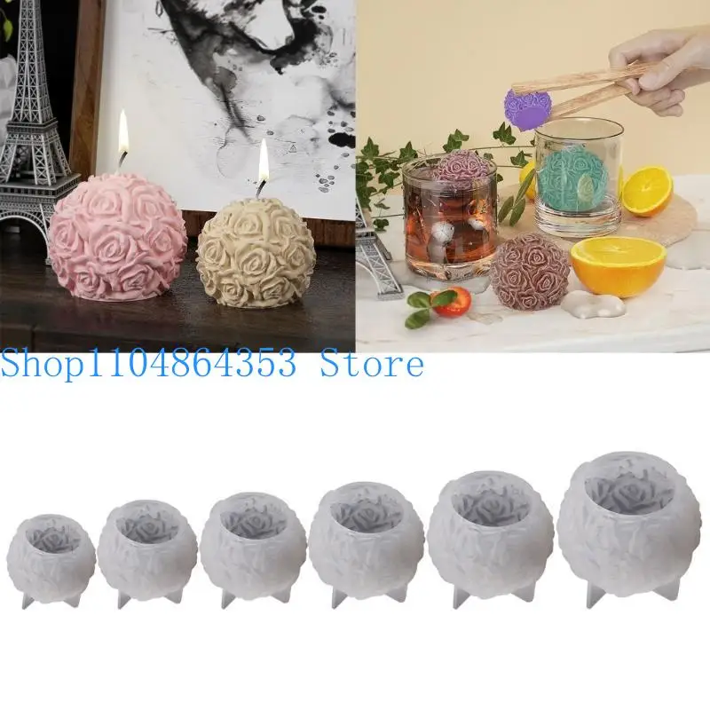 

652F Large Silicone Mold for DIY Flower Rose-Ball Scented Wax Mold Handmade Plaster Resin Soap Craft Mold
