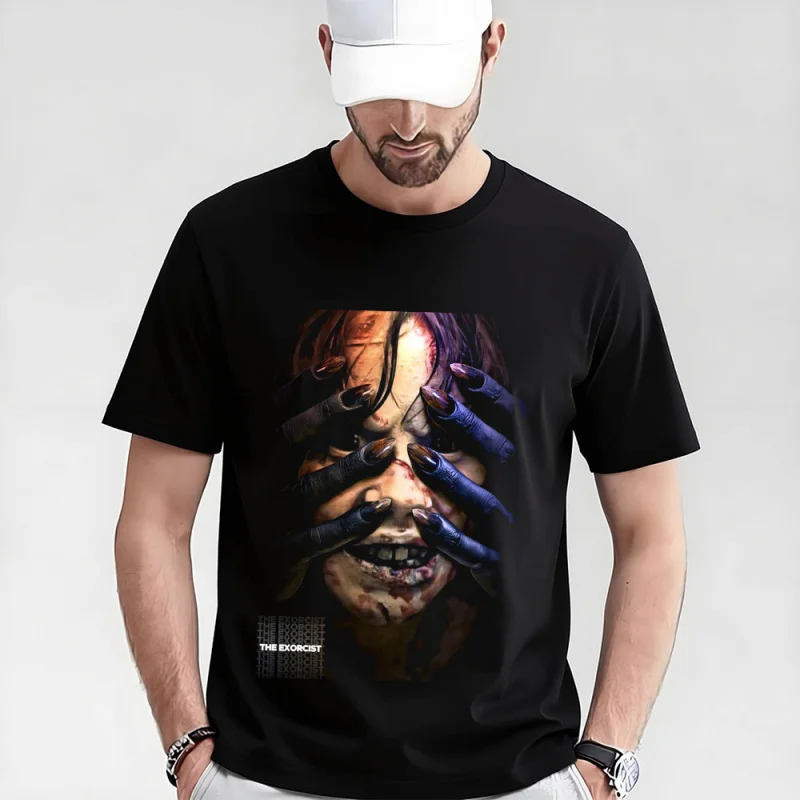 

Retro Horror Movie The Exorcist 0317 Sacry Halloween Gift t shirt Supernatural Darkness World Graphic Clothes Large size Tops