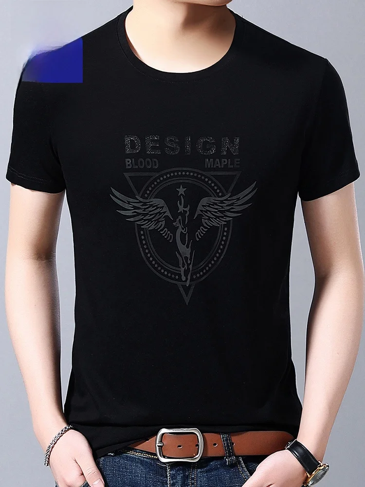 

Мужская летняя футболка из хлопка с принтом, тонкая, повседневная, удобная, дышащая