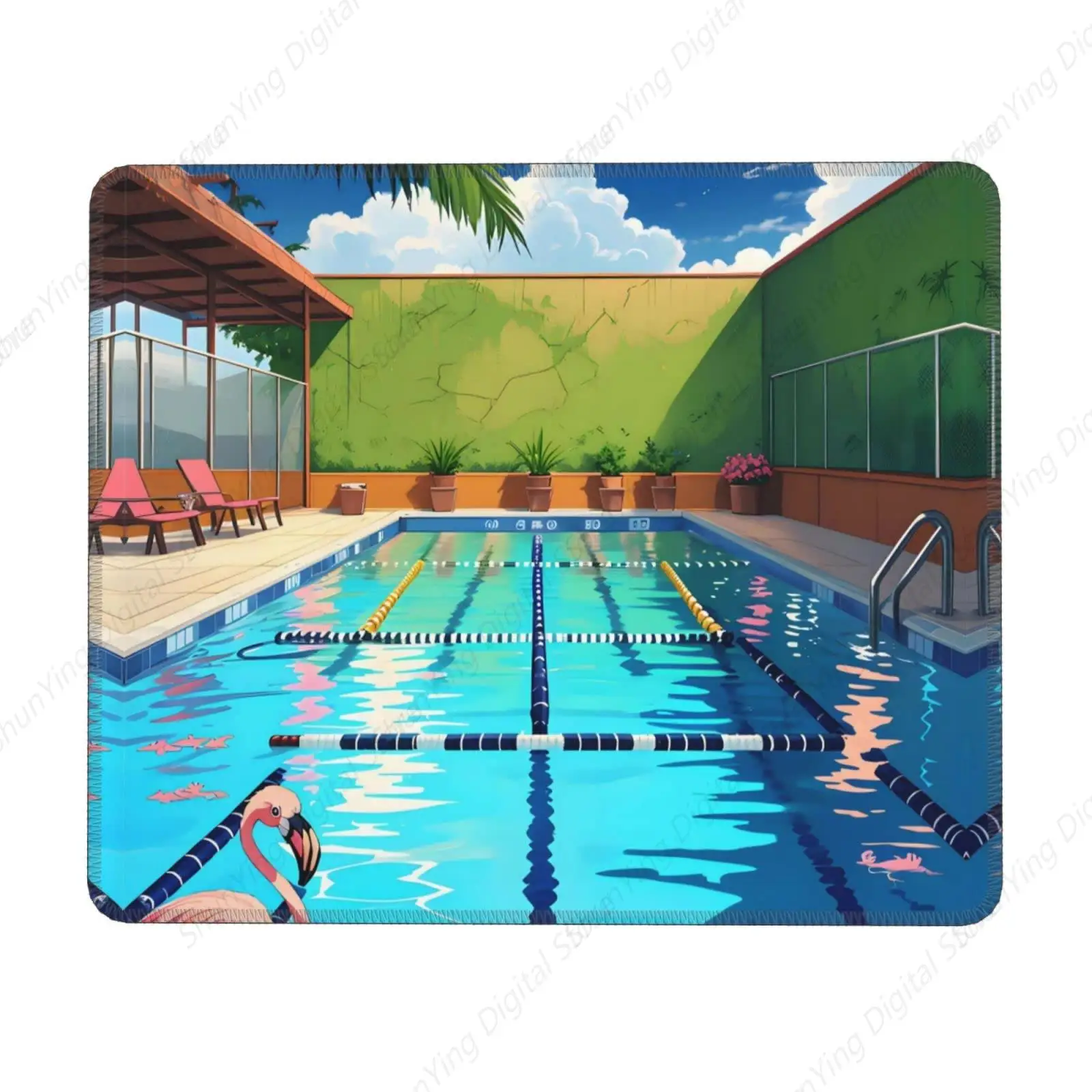 

Flamingo And Swimming Pool Enthusiasts Gaming Mouse Pad Washable Non Slip Rubber Office And Home Personalized Mouse Pad