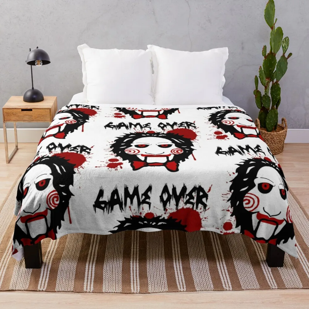 Billy Puppet Saw Jigsaw Inspired Throw Blanket Sofa Throw Blanket Furry Blankets Retro Blankets