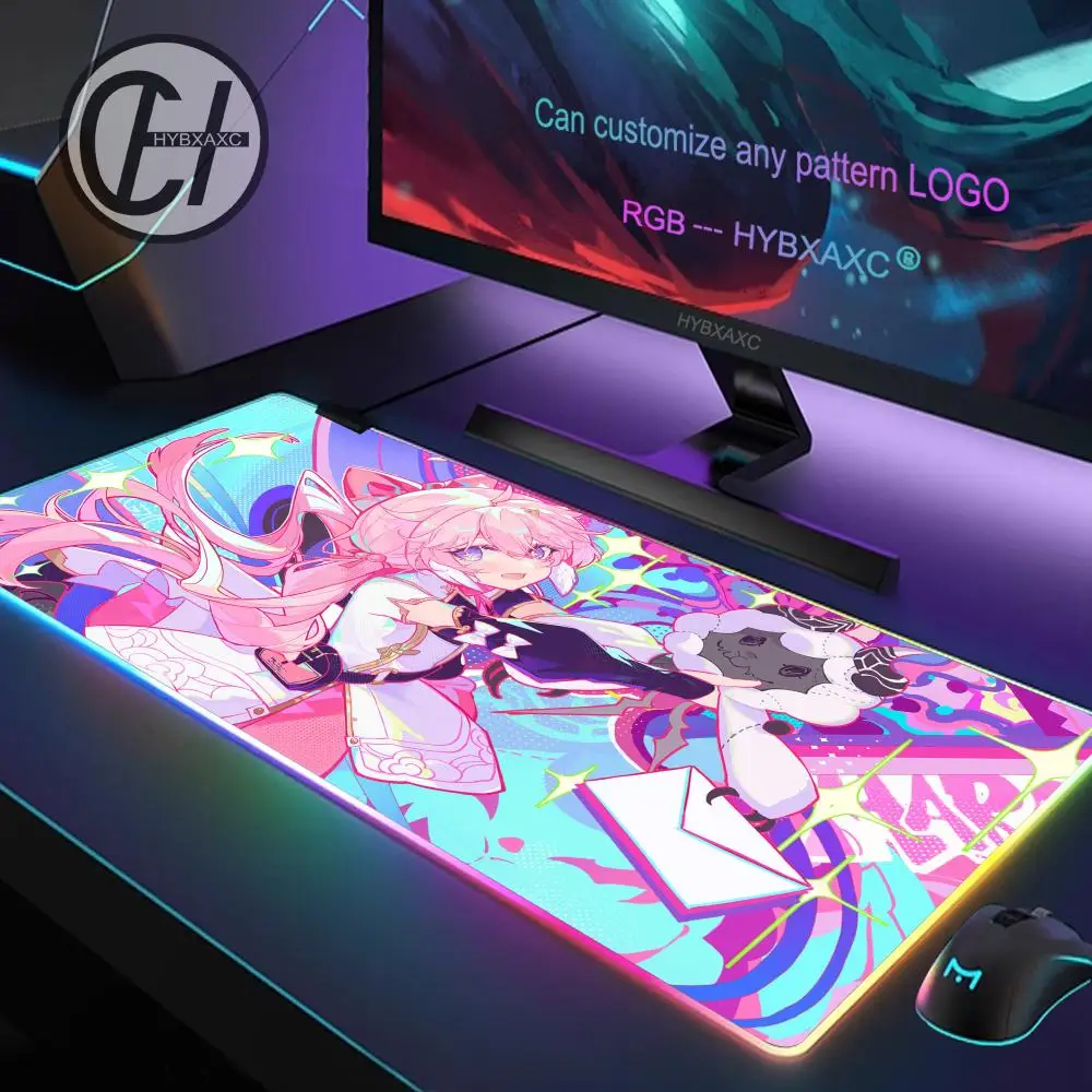 

HYBXAXC Encore Wuthering Waves Mouse Pad RGB Gaming Mouse Pad Desk Mat HD Gamer Large LED Light XXL 90x40cm Mouse Pad