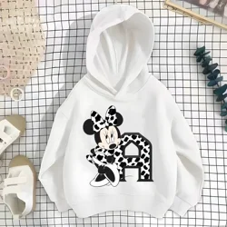 2024 Disney New Children Hoodies Letter A B C D Sweatshirts Girls Clothes Kawaii Pullover Anime Cartoons Boy Kids Casual Tops ﻿