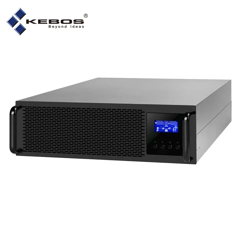 Kebos KR11-1K LCD Display Control Double Conversion 1kva 900w Single Phase Uninterruptible Online Rack Mount Ups For Data Center