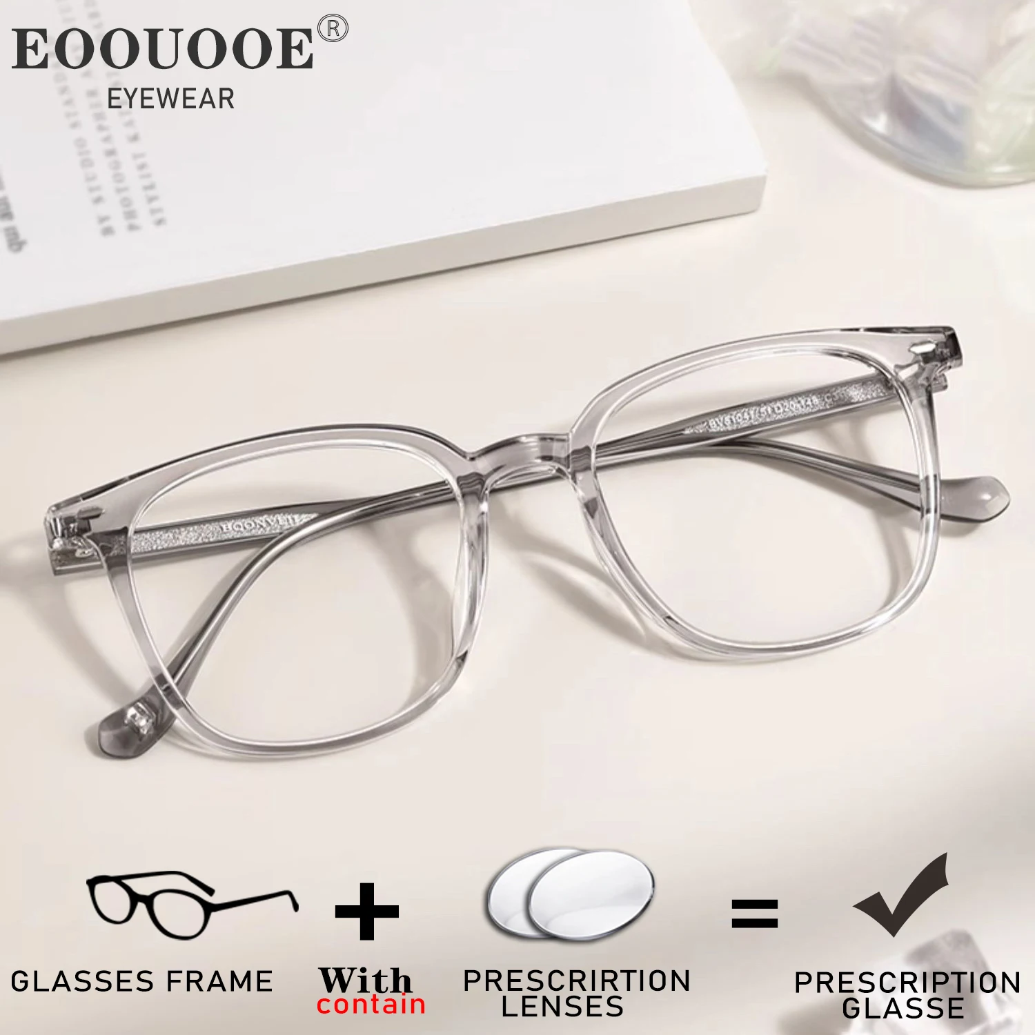 

Clear Gray Fashion TR90 Glasses Frame Myopia With Prescription Lenses Distance Vision Correct Reading Optical Eyewear Ultrathin