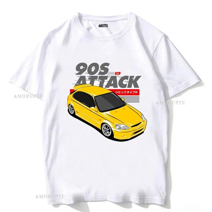 Civic EK Type R 90's Attack EF T-Shirt Unisex Men Short Sleeve Hip Hop Boy Sport Casual White Tops AnatomyJDM Car Fans Tees