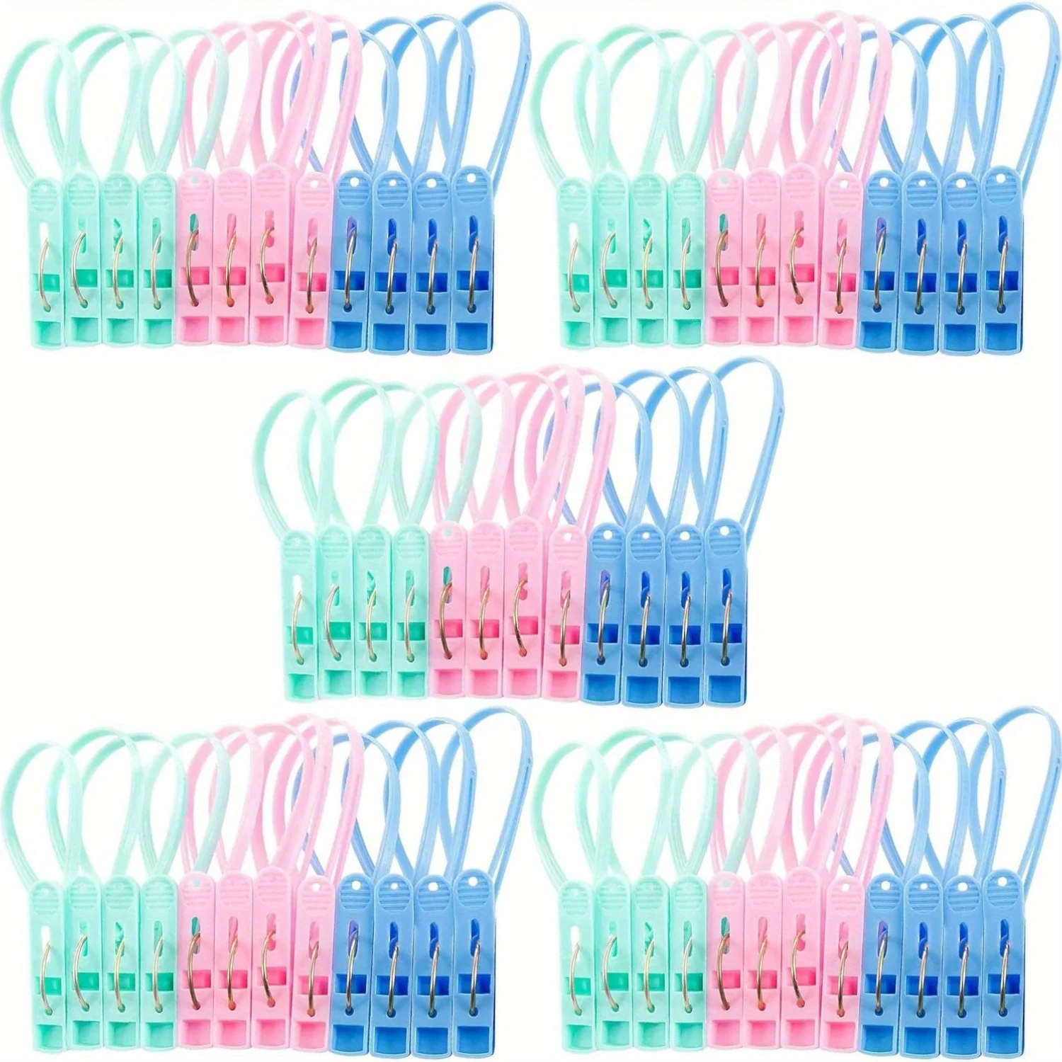 60 قطعة من مشابك المناشف العملاقة مع حبل مقاوم للرياح، وحوامل مناشف المطبخ الصلبة، ومشابك الغسيل للجوارب والملابس الداخلية