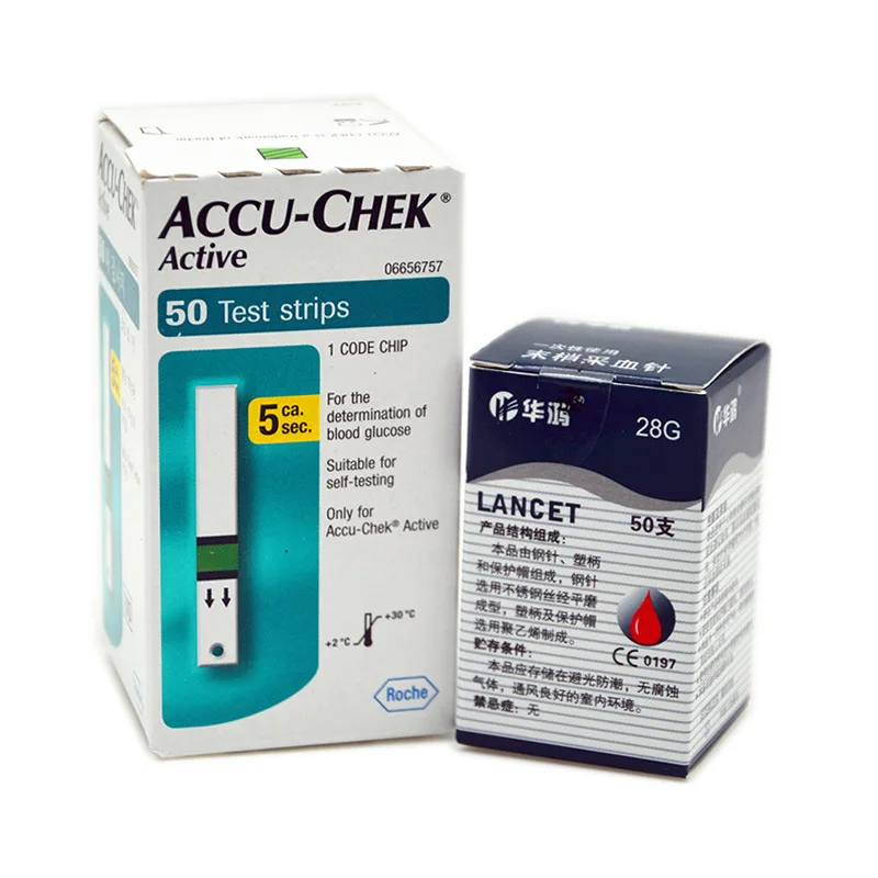 Accu-Chek Active Glucometer Blood Glucose Meter Diabetes Test Strips 50pcs + 50 Lancets 50pcs  For Health Care Smart band!