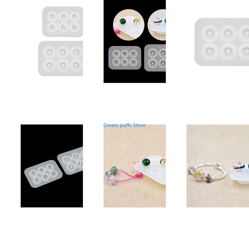 50LE Diy Crystal Epoxy Mold 6 Grids Ball Earrings Bracelet Mirror Resin Beads Mold