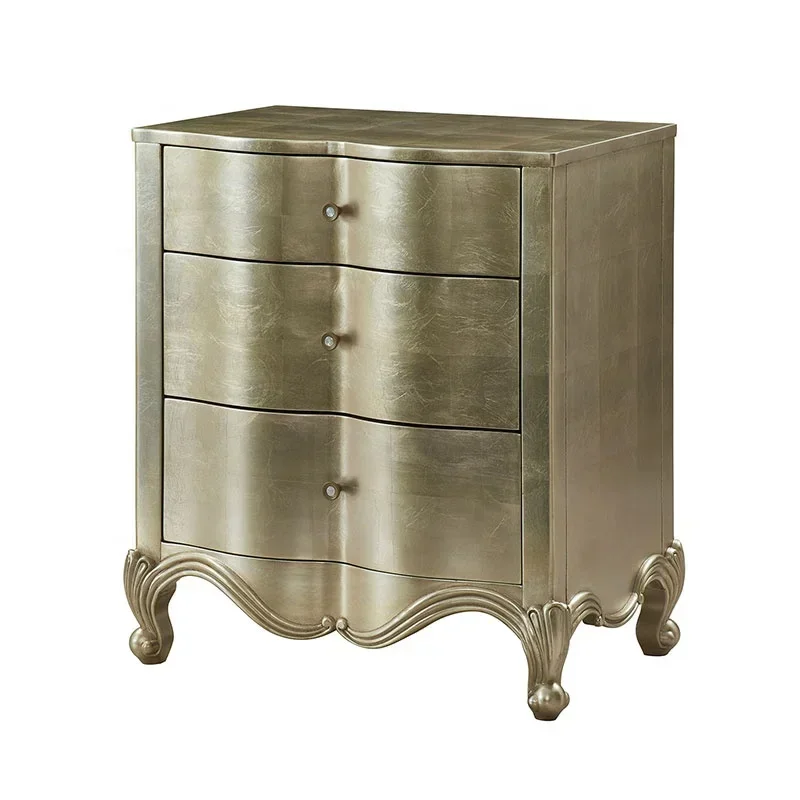 Modern dark wood panel bedside table with bedroom and living room drawers