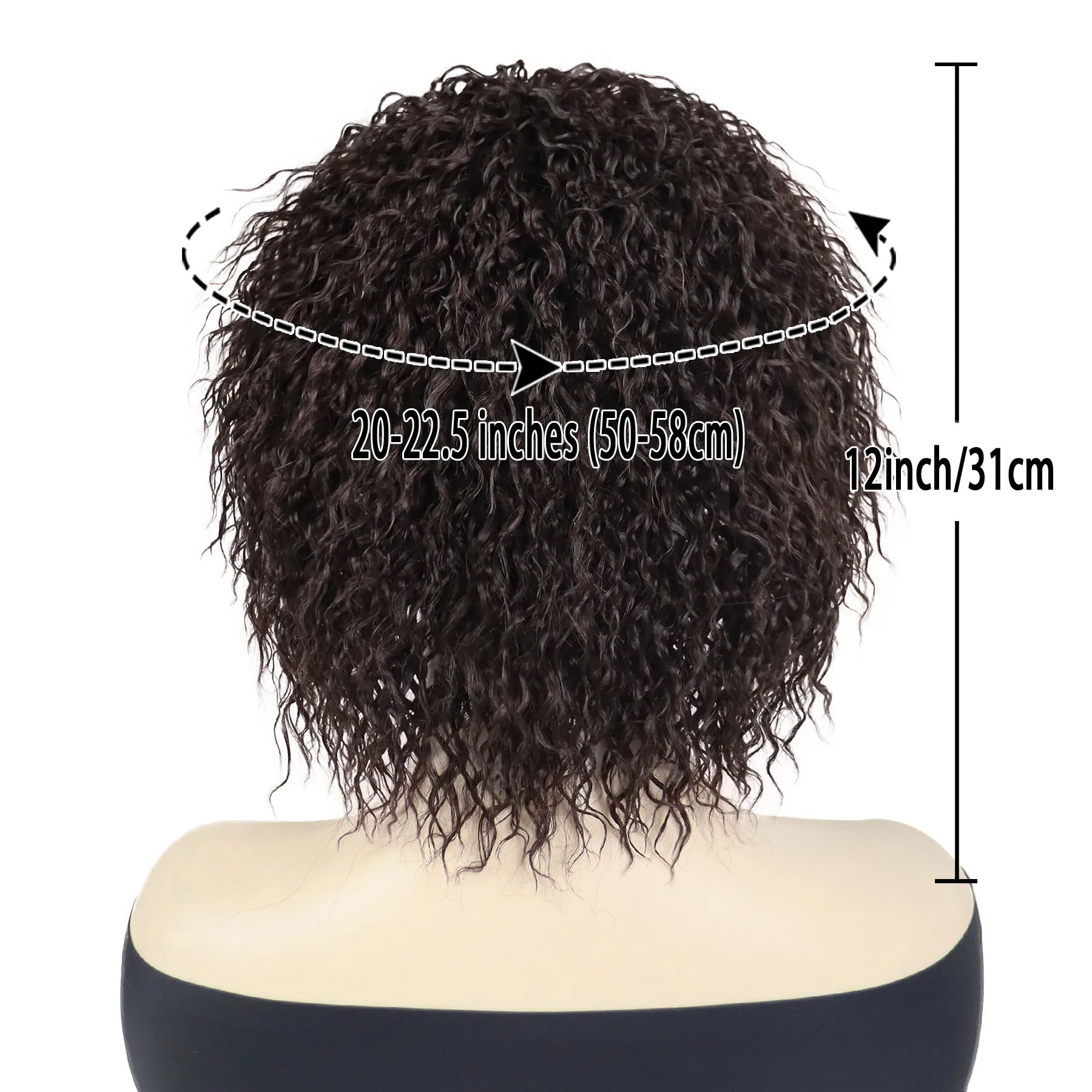 Parrucche sintetiche realistiche grandi ricci marroni per le donne Riccioli elastici soffici Capelli corti Parrucca afro Parrucca morbida e traspirante Cosplay quotidiana