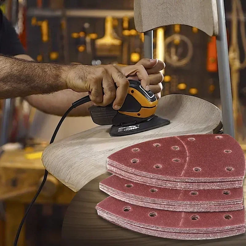 10pcs Triangular Sanding Disc 11 Holes Delta Sander Hook & Loop Sandpaper Abrasive Tools For Multi Sander Sanding 40-1500 Grit