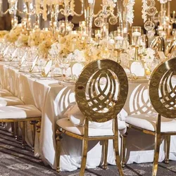 Wholesale gold stainless steel wedding chair dining room table and chairs luxury hotel for event used