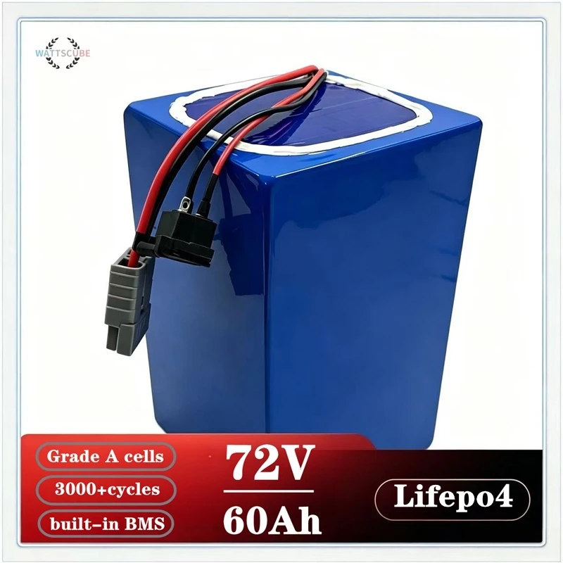 lithium 72V 60Ah lifepo4 battery pack BMS 24S 76.8V deep cycle for 5000W 3500W Golf carts, small two-wheeled vehicles