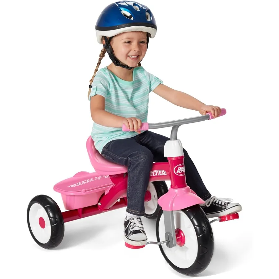Triciclo Red Rider para edades de 2,5 y 5 años, triciclo de bicicleta de tres ruedas para niños pequeños, juguete de conducción al aire libre, marco de acero duradero, asiento ajustable exclusivo