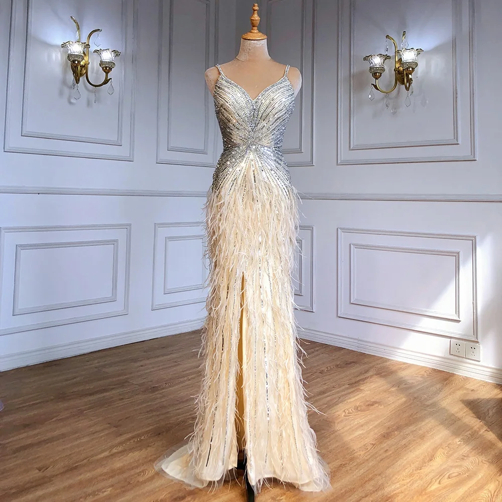 

High-end customized feather elegant charm,and refined luxury lady's formal for Banquet socialite special occasion evening gown