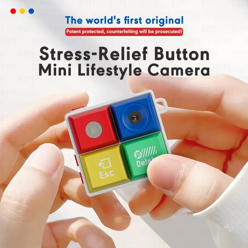 Mini Stress-Relief Button Camera Keychain 1080P Digital Camera Key Chain Ring Portable Retro Thumb Camera Pocket Video Kid Gift