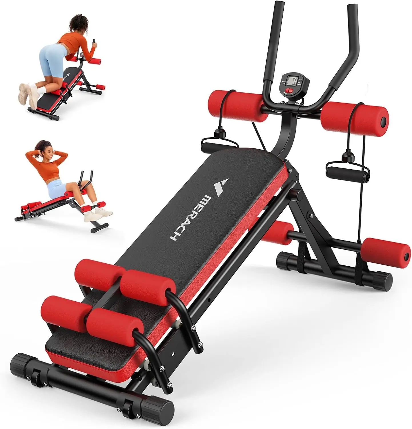 Adjustable Ab Trainer Machine for Home Workout, Core Exercise Equipment with LCD Monitor