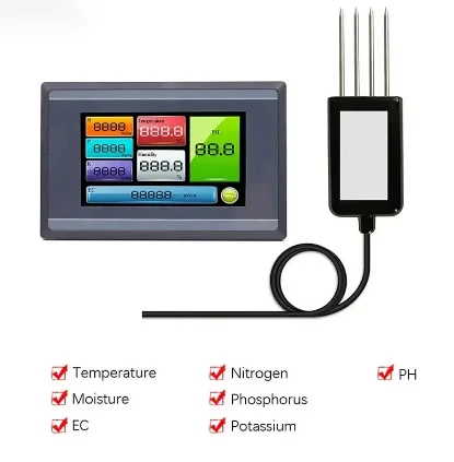 Soil EC PH NPK Tester with Screen Digital Display Soil Nutrient Detector Measurement Recorder Sensor