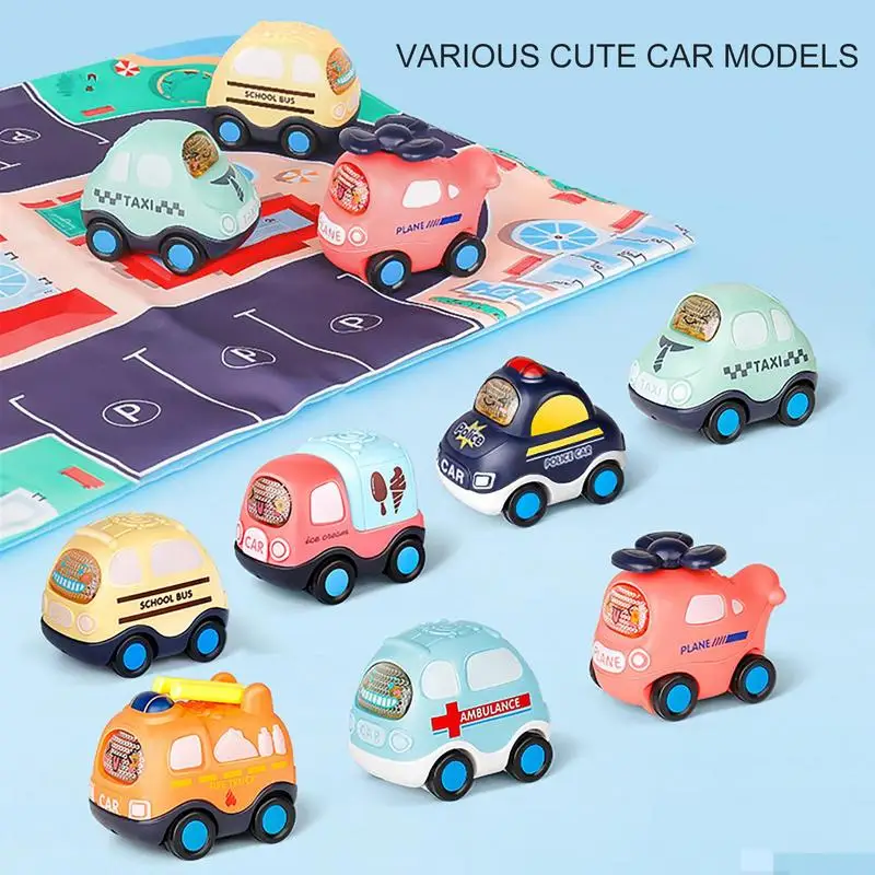 

Cartoon Cars Toys Inertia Powered Mini Vehicles Toy Impact & Fall Resistant Creative Mini Vehicles Small Car Toy Collection for