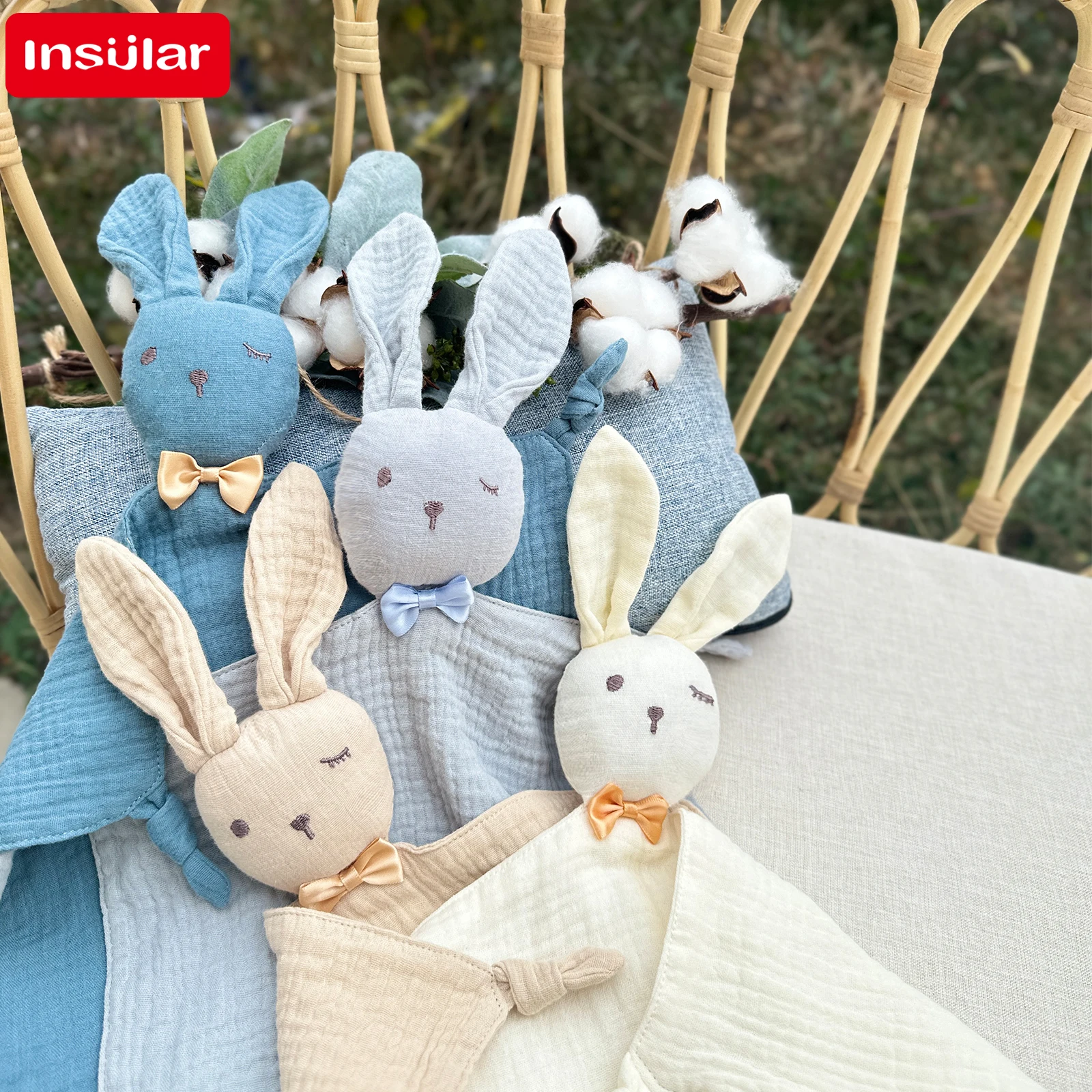 Baby Towel Cotton Stuffed Toys Cartoon Cute Rabbit Towels Soothe Appease All cotton Newborn Soft Comforting Sleeping Toy Gift