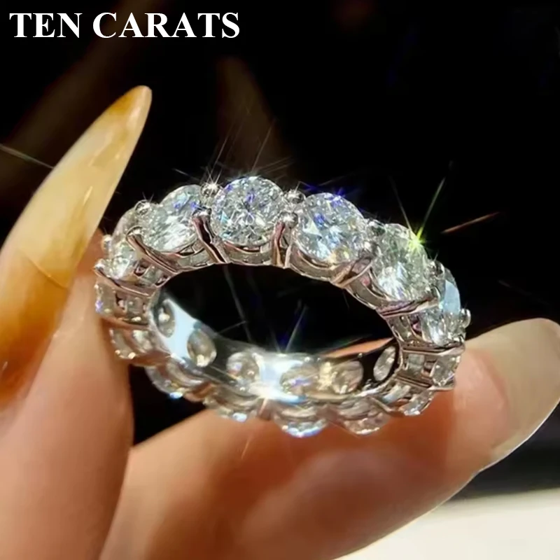 

TEN CARATS 3-5mm Moissanite a sparkling wedding ring for women, 100% S925 sterling silver jewelry classic ring, GRA certified