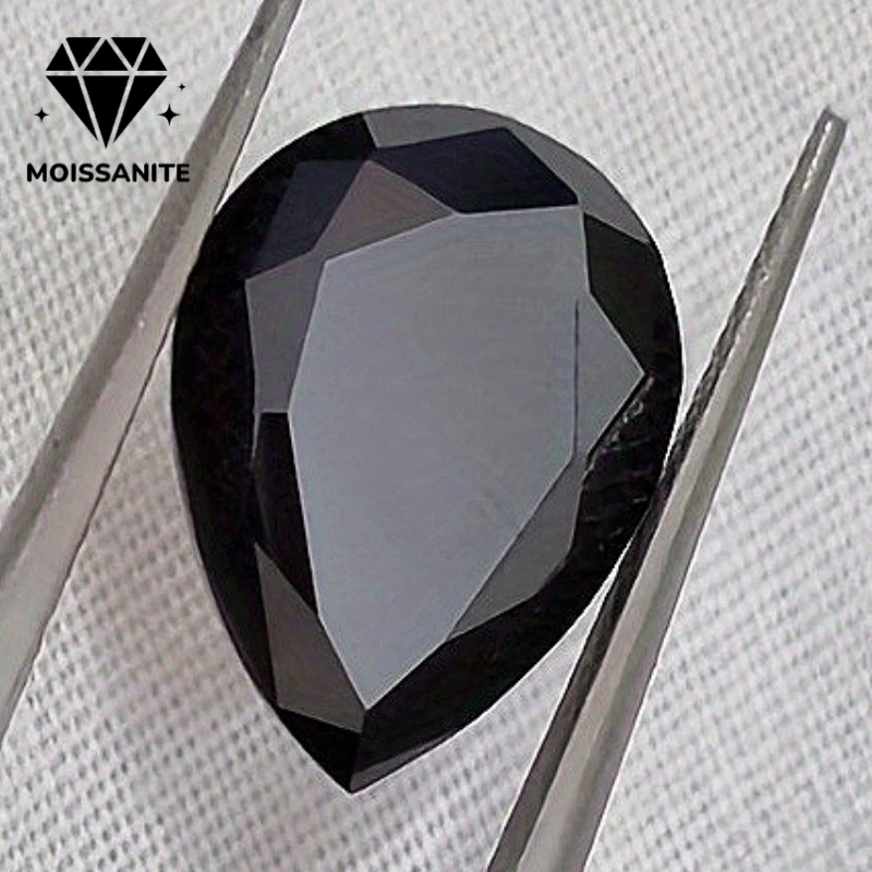 1 Pieza de Moissanita Negra con Corte Pera de 1/2ct, Accesorios de Joyería de Moda, Piedra Suelta para Fabricación de Joyas, Aretes y Anillos