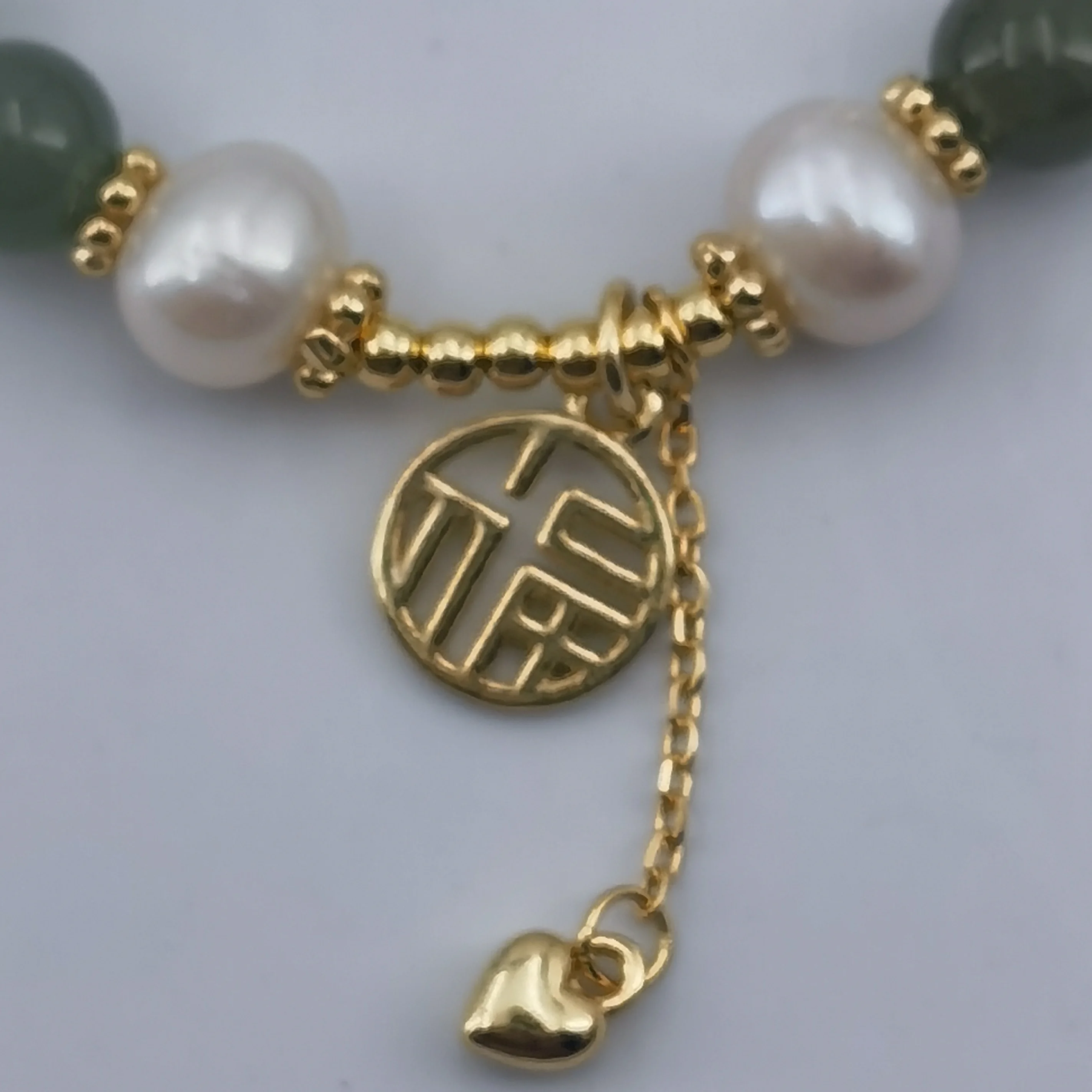 WJEB Bracelet 925 Sterling Silver Gold-plated Gradual Color Hotan Jade Bracelet Lucky Character Pendant Girl Christmas Gifts Jew