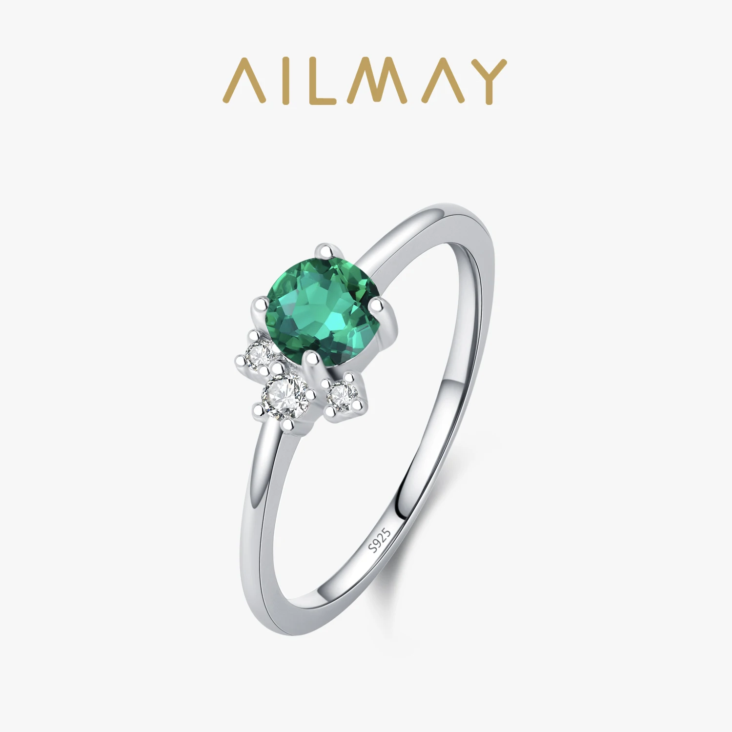 

Ailmay элегантное кольцо из стерлингового серебра 925 пробы с зеленым цирконом, для женщин, модные украшения, подарок на день матери