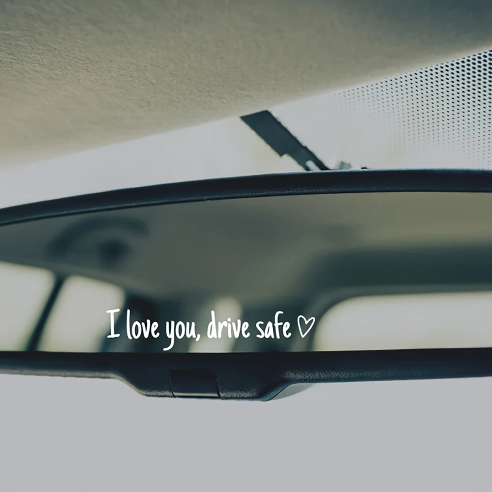 ملصقات مرآة السيارة الآمنة I Love You Drive، تذكير معقول، تذكير السلامة على شكل قلب للنساء، ملصق داخلي للسيارة #5