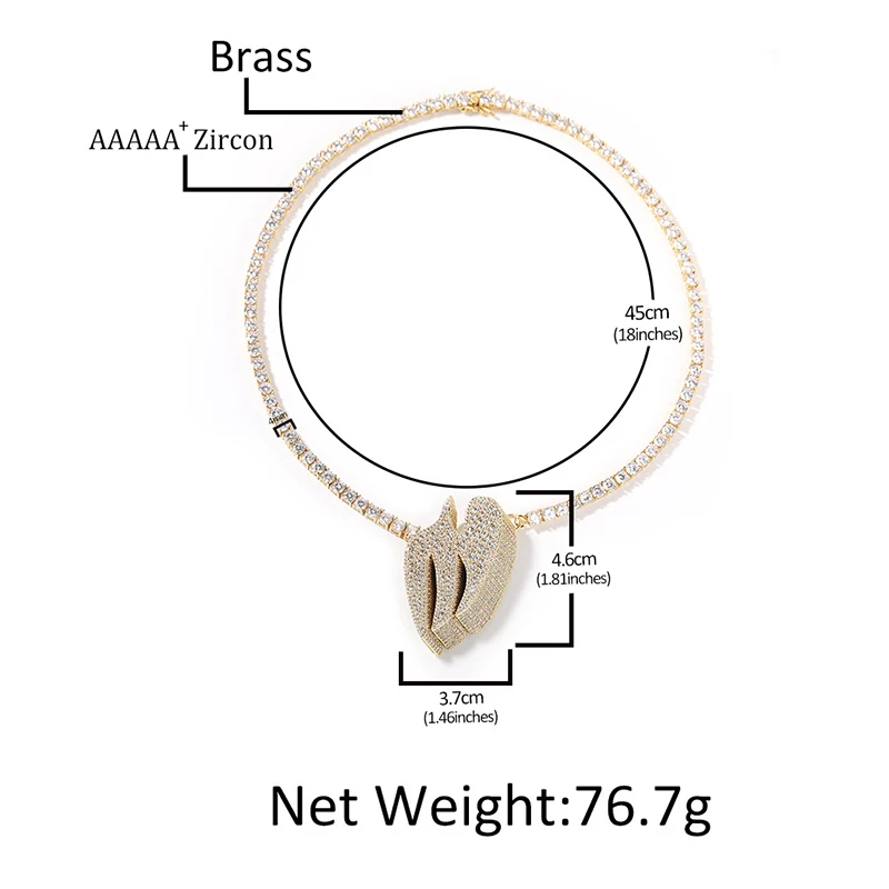 Hip Hop 5A+ CZ Stone Paved Bling Iced Out Swallow Pendants Necklace for Men Women Rapper Jewelry Gold Silver Color