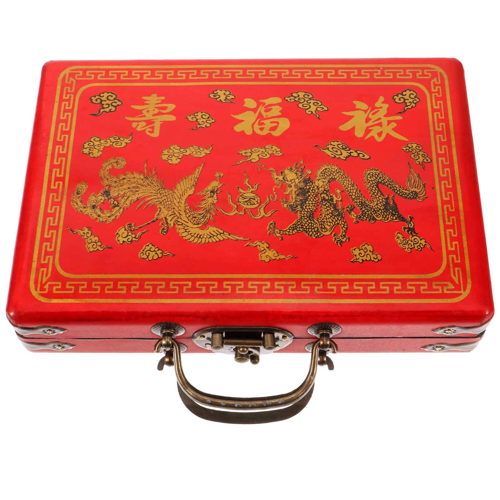 Mahjong Carrying Case Box Gift Boxes Household Storage Holder Suitcase Red Gifts