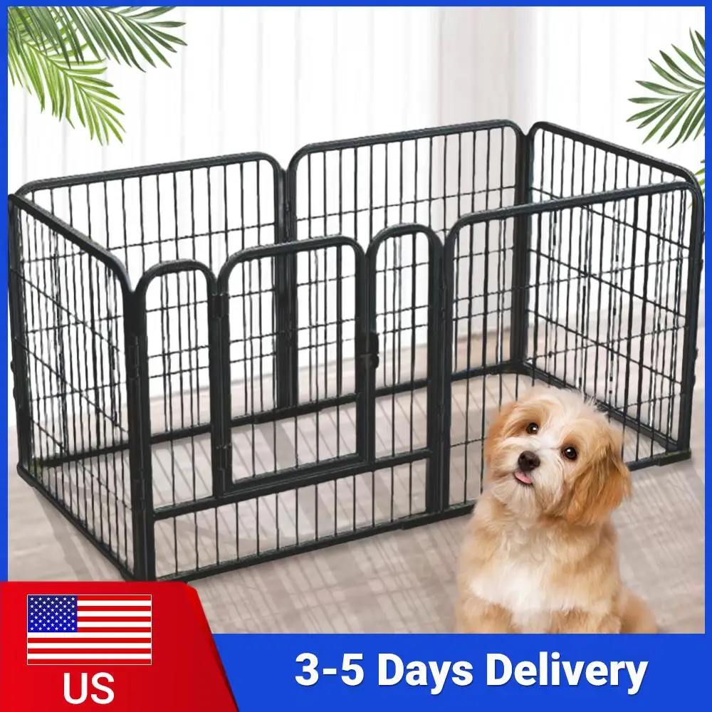 

6 Panels Pet Playpen with Door Foldable Exercise Puppy Kennel Cage Heavy Duty Dog Exercise Fence for Dog Cat Rabbit Pet Exercise