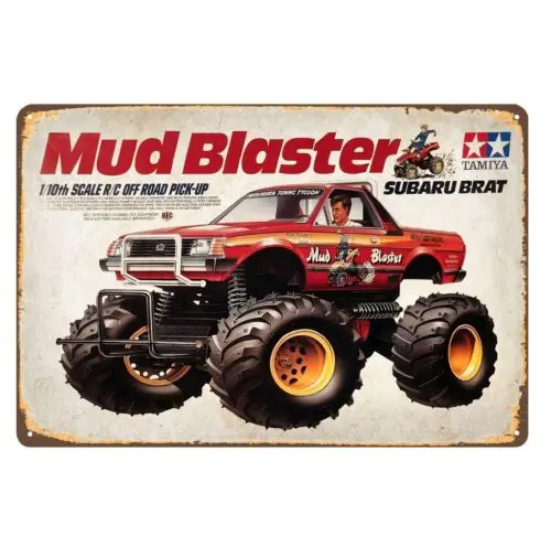 Vintage Rc Car Metal Sign Poster - Tamiya Mud Blaster Truck - 20x30cm  h