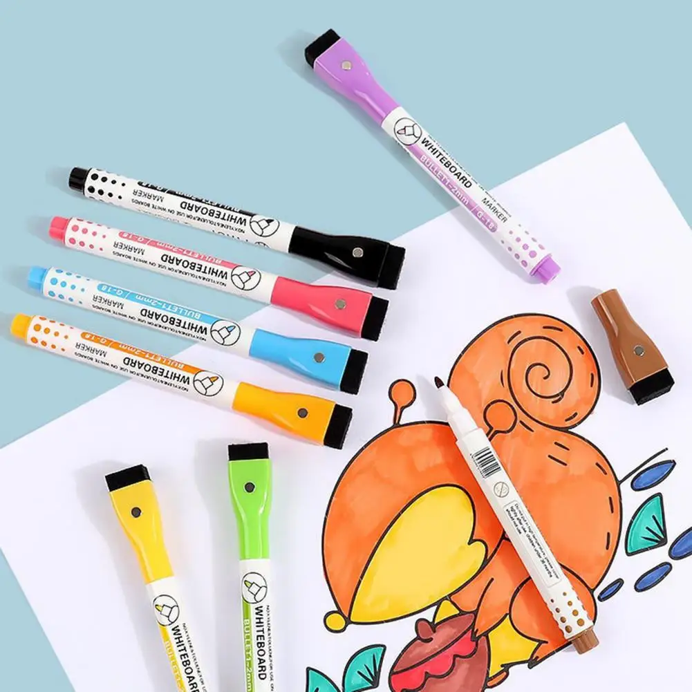 Pennarelli cancellabili a secco con punta Fine Marker per lavagna bianca pennarello magnetico vivido s confezione da 8 pennelli piatti Design rapido per ufficio