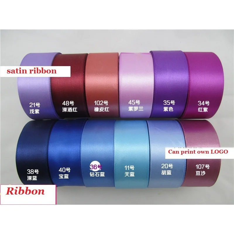 Kustomisasi pita grosir 4cm warna solid pita satin kemasan Dekorasi Pernikahan 22Meter/gulungan LOGO kustom garmen ac