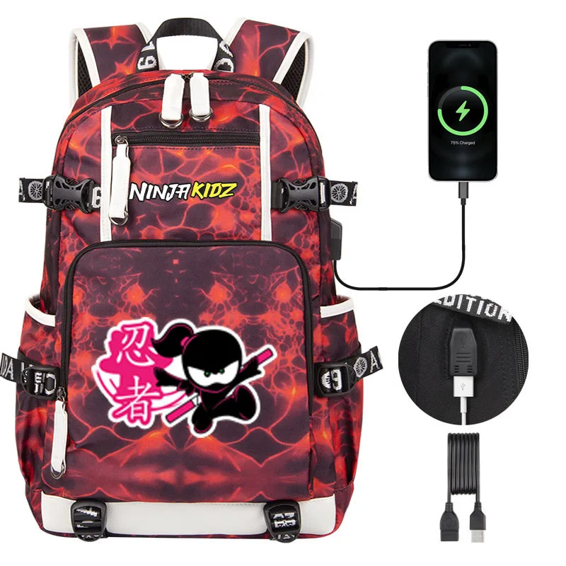 

Ninja Kidz Cartoon Children Backpack USB Boy Girl Book School Bag elementary school Kids Students Schoolbag Canvas Backpack