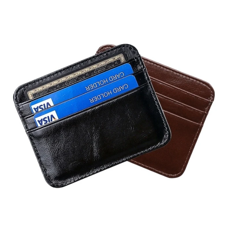 Small Mini Genuine Leather Card Holder Wallet Ultra Thin Credit Card Holder Multi Slot Slim Card Case for Men Women