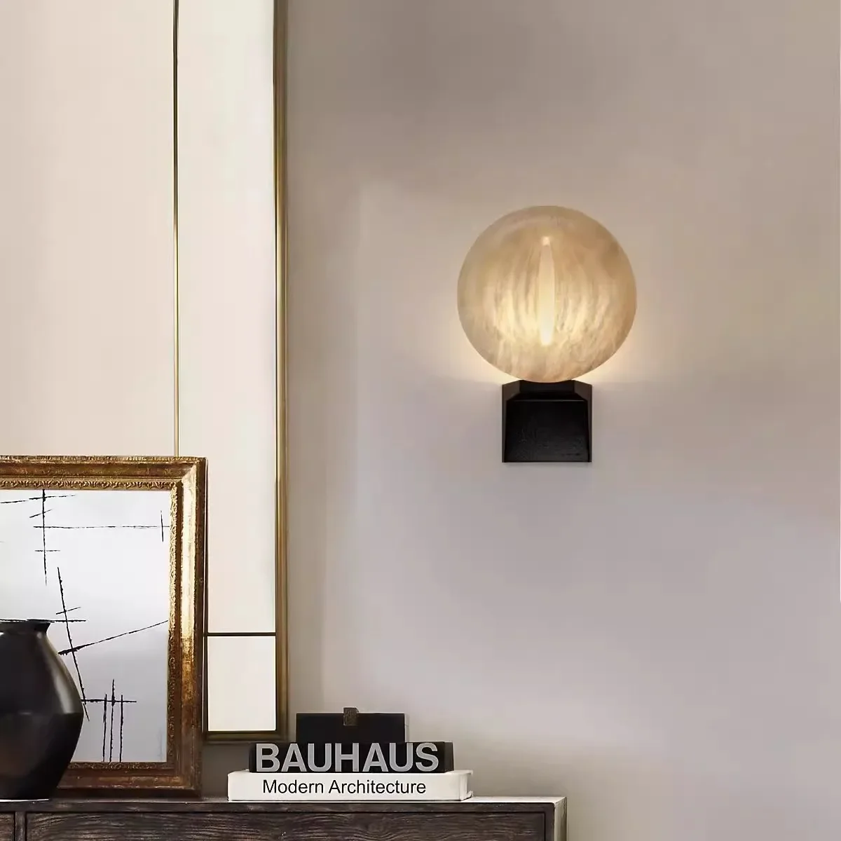 Medieval Italian retro villa hotel stairs personalized creative natural marble living room bedroom balcony bedside wall lamp