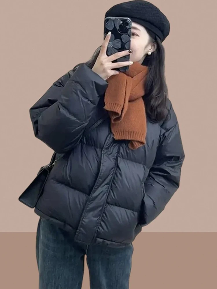 

Женское модное хлопковое джет с воротником-стойкой, универсальное зимнее пальто в Корейском стиле, свободная посадка на молнии