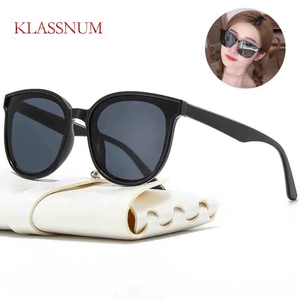 KLASSNUM Fashion Vintage Big Frame Sunglasses for Women Brand Designer Luxury Mirror Sun Glasses Retro Female Shades UV400