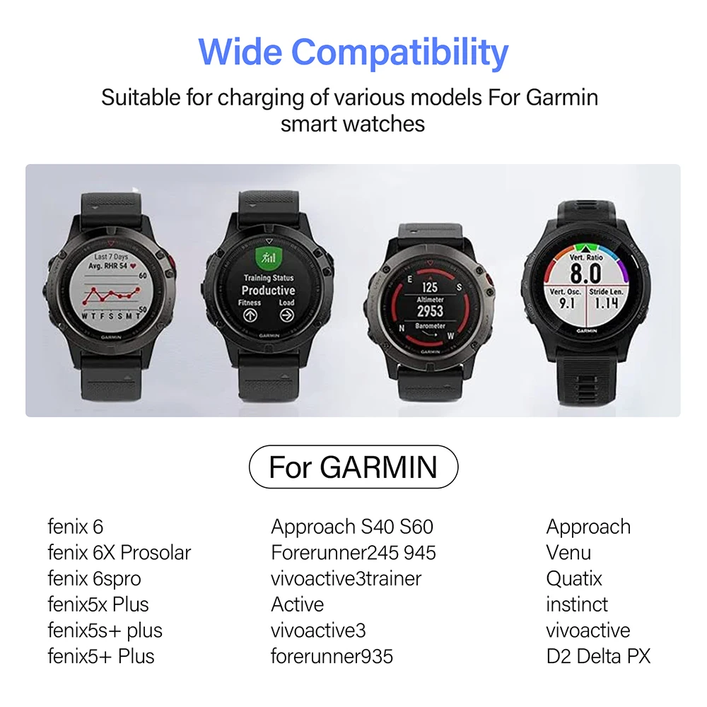 USBタイプA/C磁気充電ケーブル Garmin Fenix 5 5S 5X Plus 6 6S 6X Pro