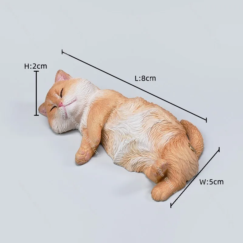 Sleeping Simulation Tricolor Cat Figurine, Handheld Mini Desktop Decoration, Collectible Toy, Cute Animal Desktop Ornament