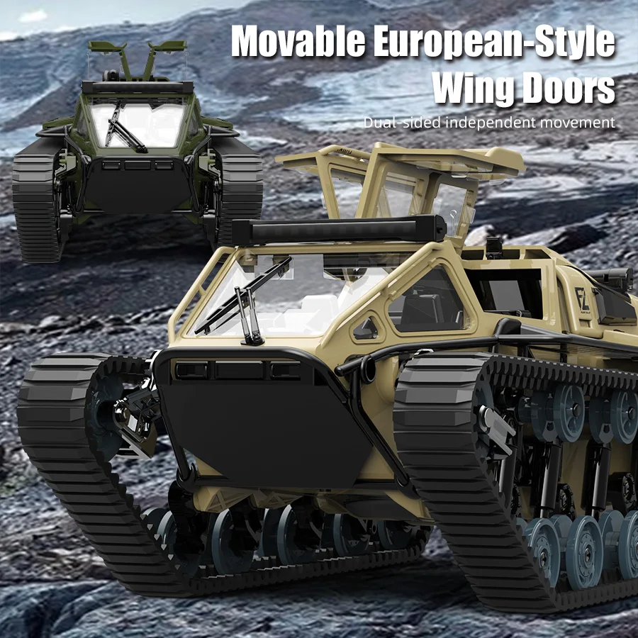 Véhicule tout-Terrain sans fil RC 2.4G et réservoir sur chenilles - 360 °   Spin in Place, trappe mobile simulée |   Jouet pour garçons