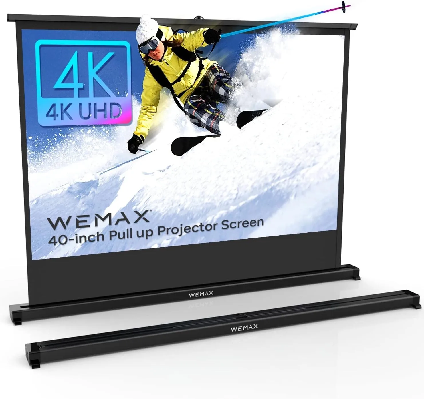 

WEMAX 40" Portable Projector Screen HD 16:9, Foldable Tabletop Pull-Up Stand for
